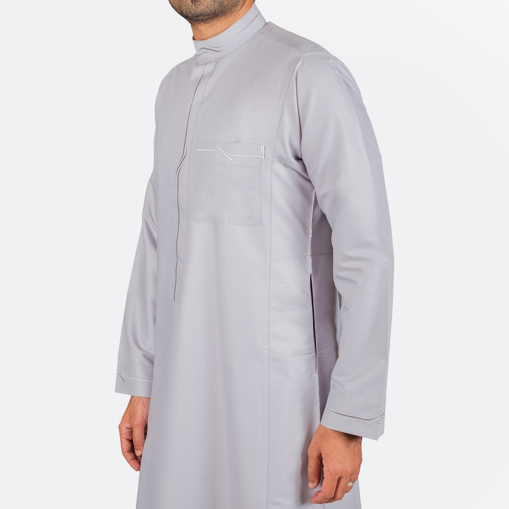Modern Embroidery Thobe Zipper - Silver - Nusuki MY