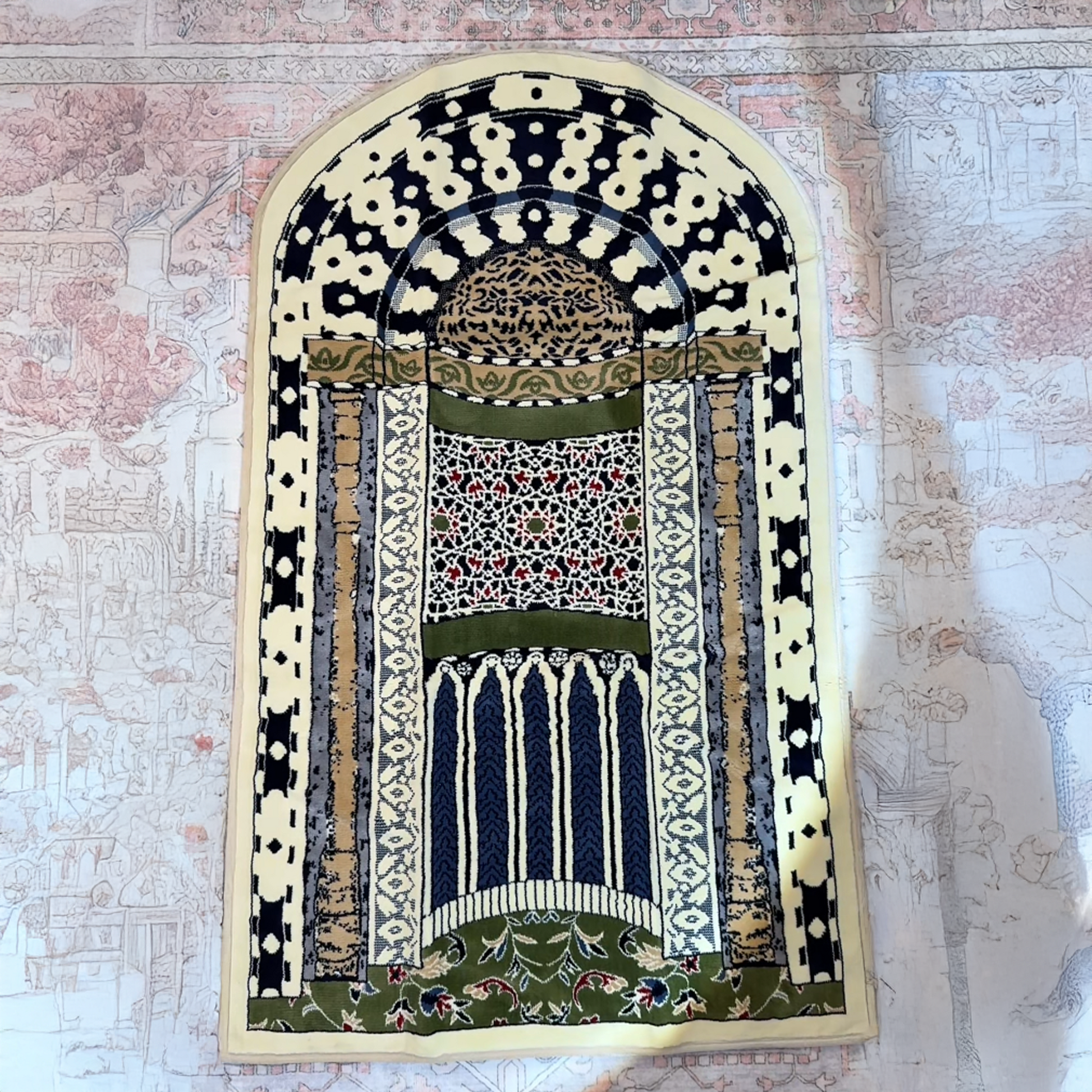 Prophet's Mihrab Padded Prayer Mat Arched with Handbag - Nusuki MY