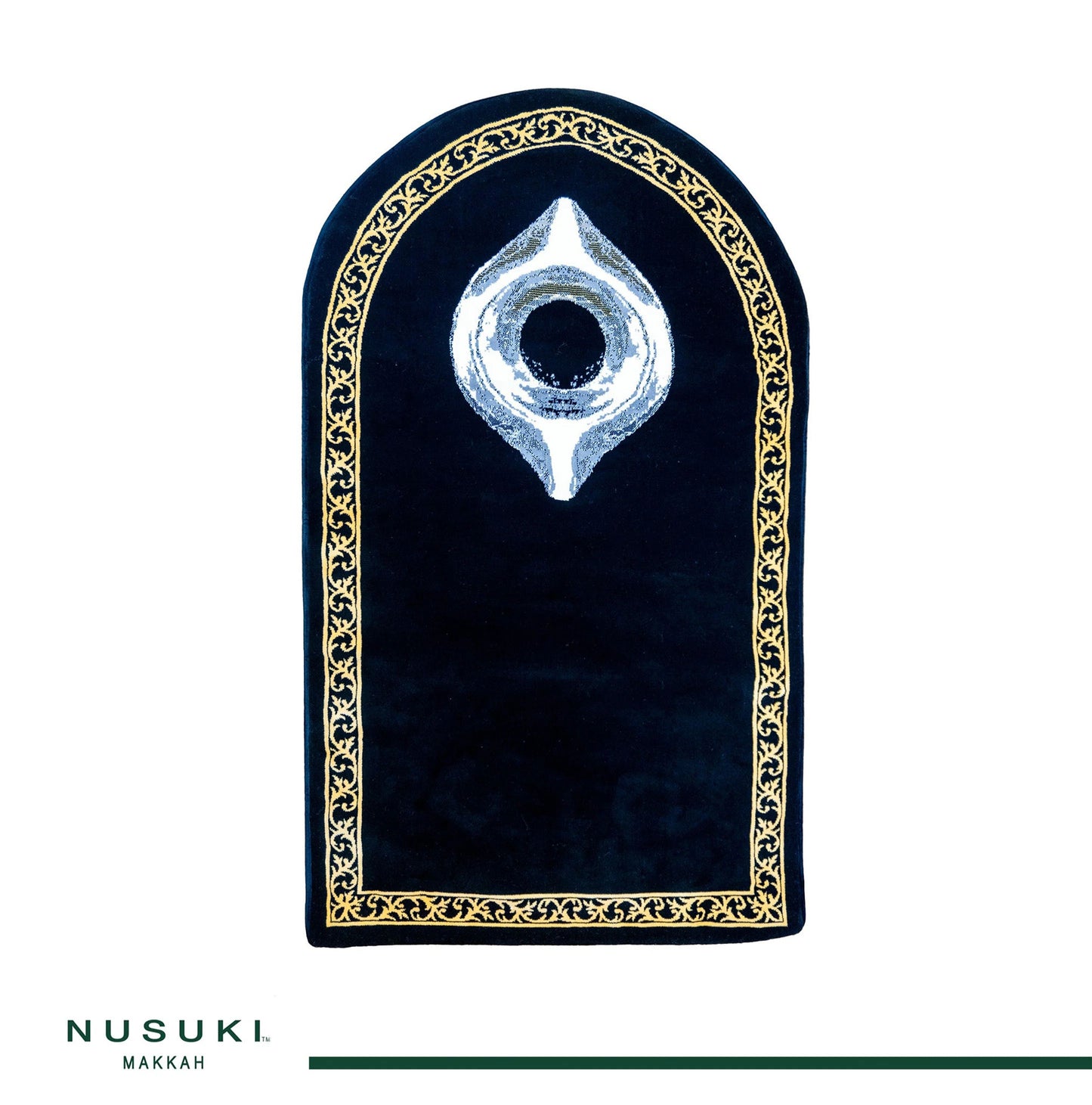 Black Stone Padded Prayer Mat Arched with Hand Bag - Nusuki MY