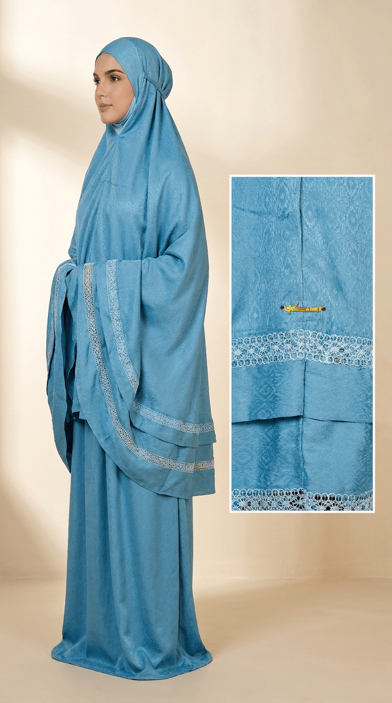 Joud Al-Turath Malaysian Prayerwear Set | Sandy Blue - | Nusuki MY