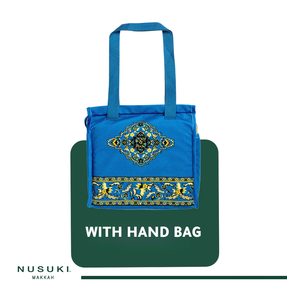 Rawdat Al-Haramain Prayer Mat Blue with Handbag - Nusuki MY