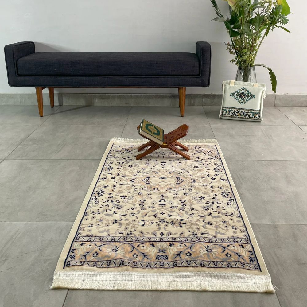 Rawdat Al-Haramain Prayer Mat Blue with Handbag - Nusuki MY