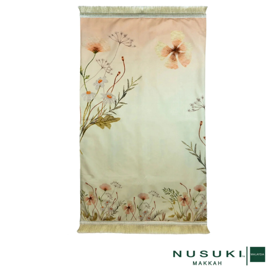 Pink Flower Padded Prayer Mat With Handbag