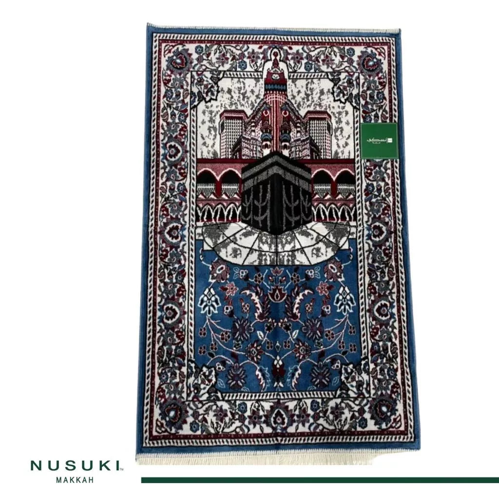 Makkah Clock Tower Prayer Mat Blue