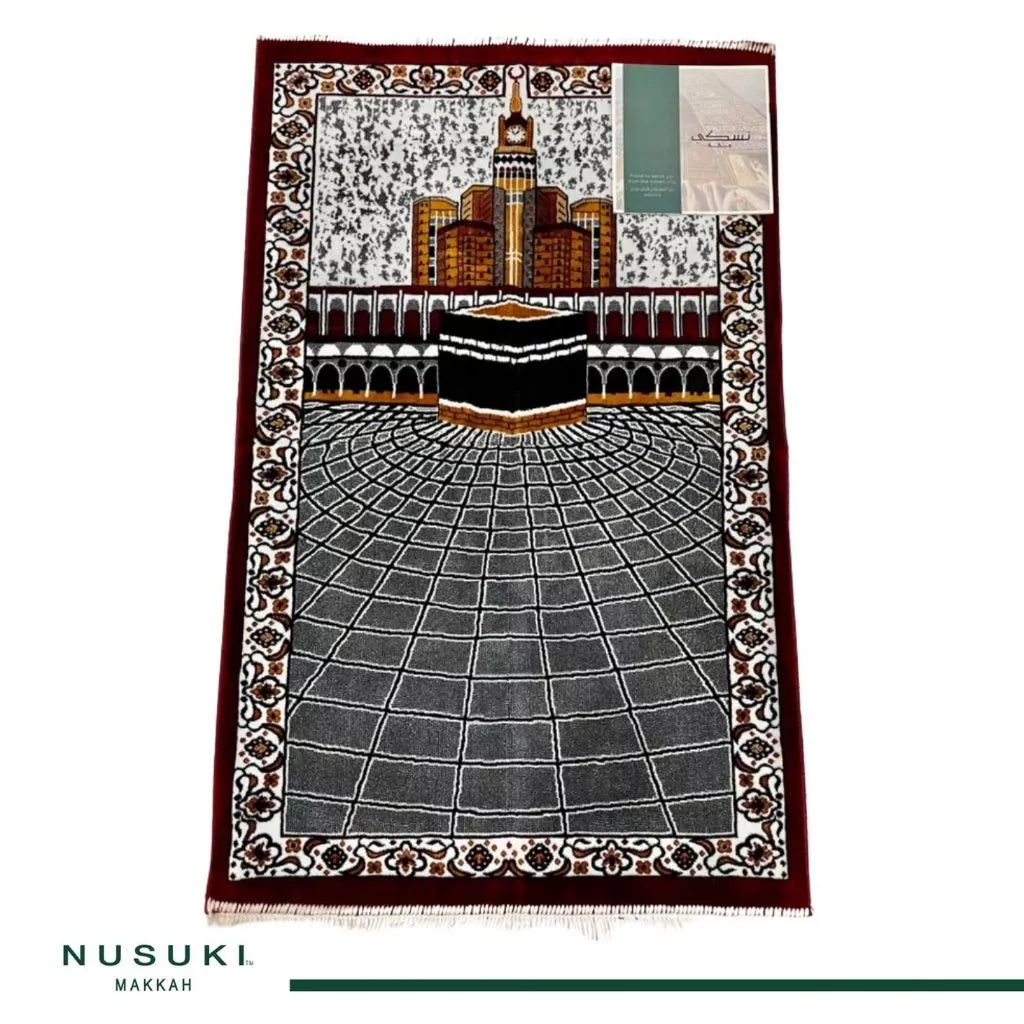 Makkah Clock Tower Prayer Mat Red