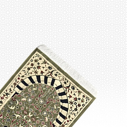 Sejadah Al Rawda Al Mubarakah Hijau Muda dengan Beg Tangan
