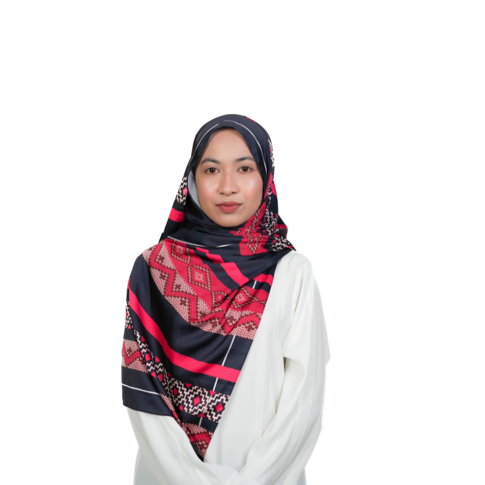 Crimson & Navy Tribal Geometric Satin Shawl