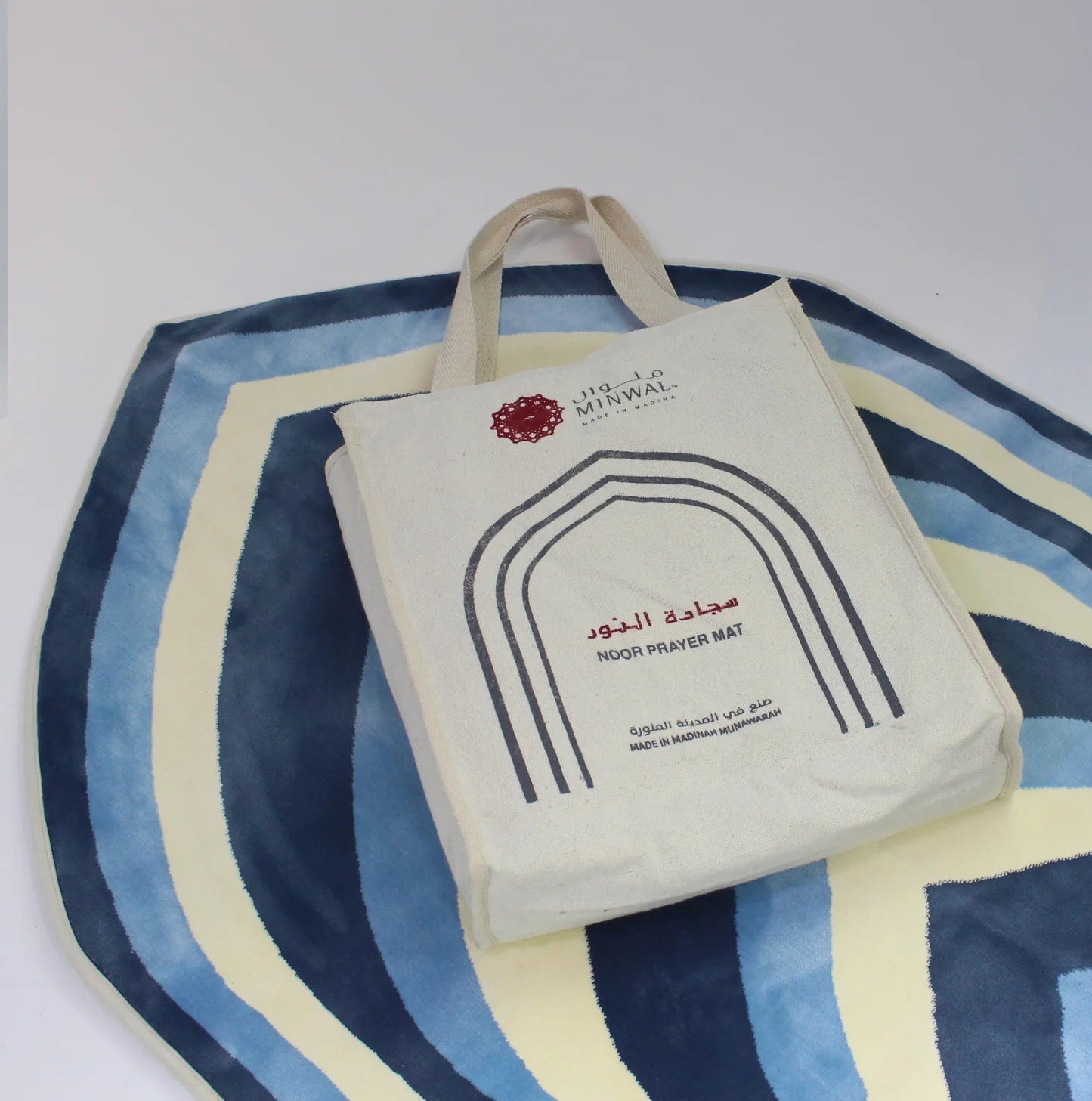 Al Noor Padded Prayer Mat Arched with Handbag - Prayer Mat | Nusuki MY