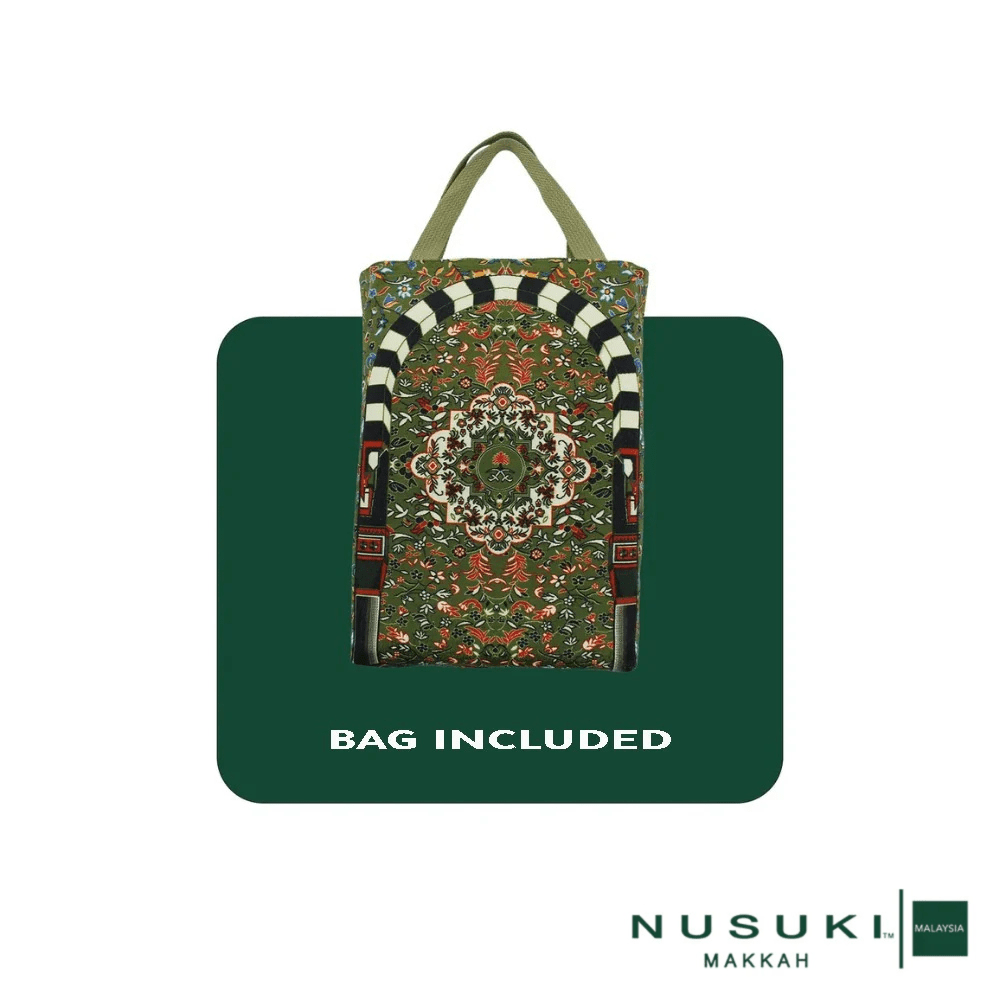 Al Rawda Padded Prayer Mat Arched with Handbag - Prayer Mat | Nusuki MY