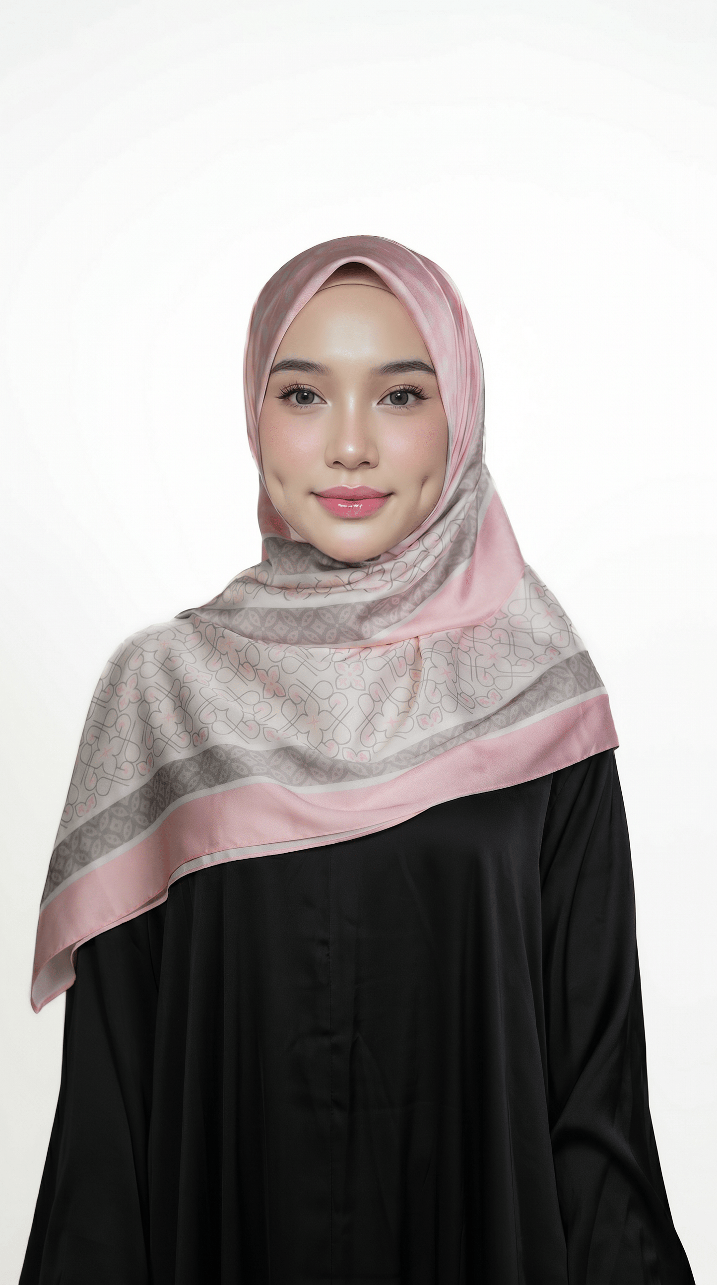 Blush Pink Geometric Satin Shawl - | Nusuki MY