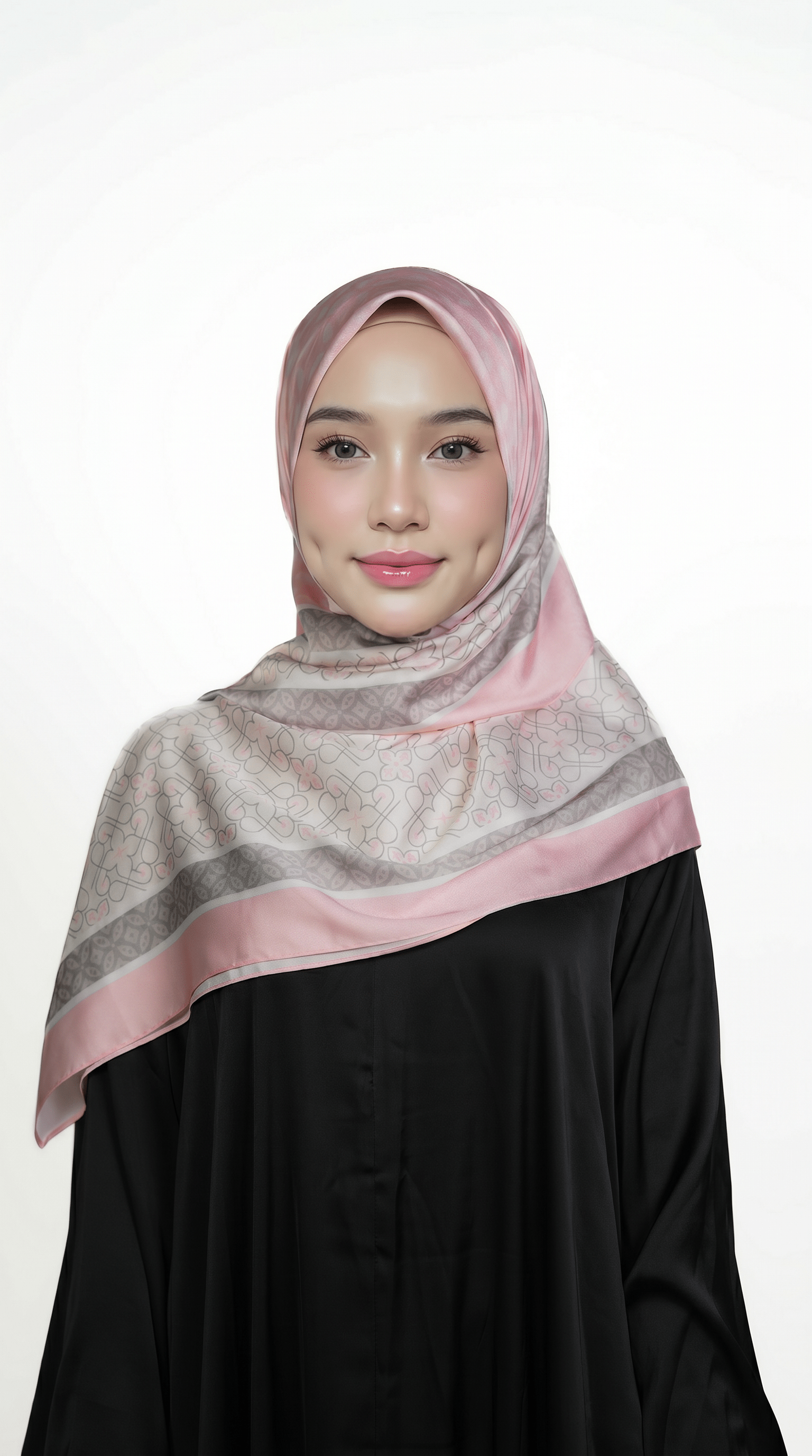 Blush Pink Geometric Satin Shawl - | Nusuki MY