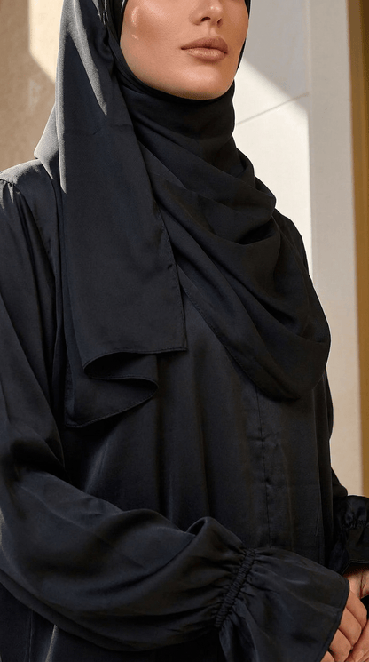 Desert Bloom Abaya Hijab Set | Pitch Noir - | Nusuki MY