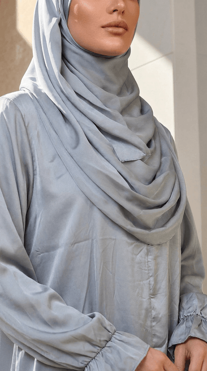 Desert Bloom Abaya Hijab Set | Silver Blue - | Nusuki MY