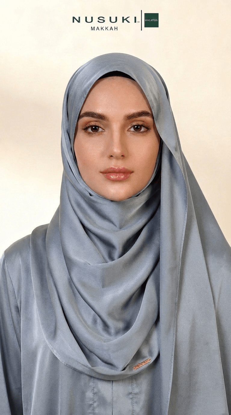 Desert Bloom Abaya Hijab Set | Silver Blue - | Nusuki MY