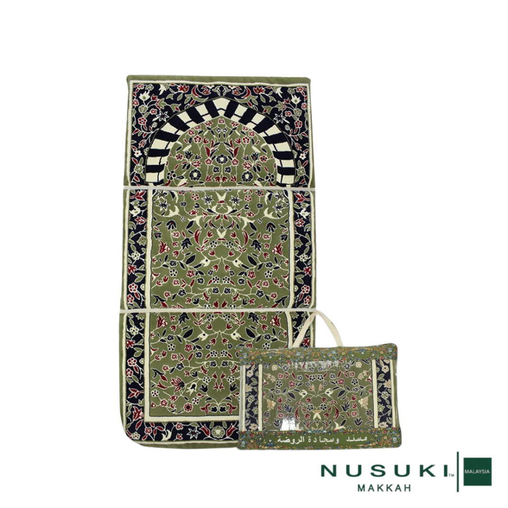 Foldable Prayer Mat Al Rawdha with Handbag - Backrest | Nusuki MY