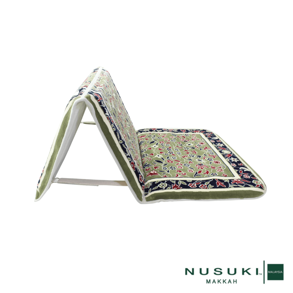 Foldable Prayer Mat Al Rawdha with Handbag - Backrest | Nusuki MY