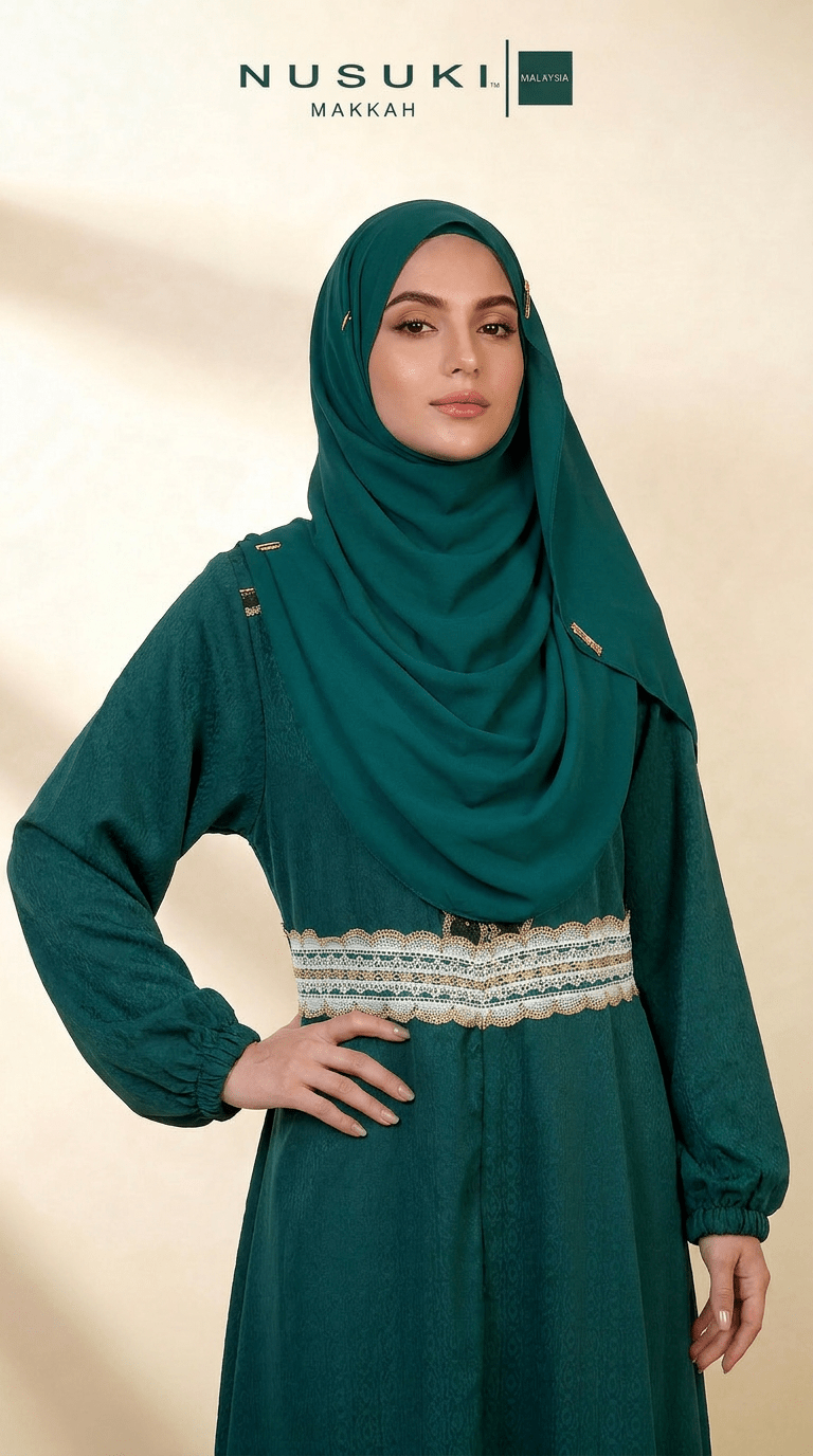 Joud Al-Turath Abaya Hijab Set | Emerald Jade - | Nusuki MY