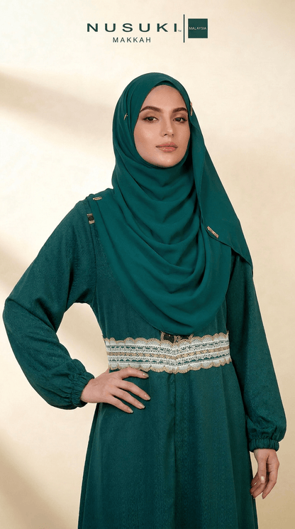 Joud Al-Turath Abaya Hijab Set | Emerald Jade - | Nusuki MY