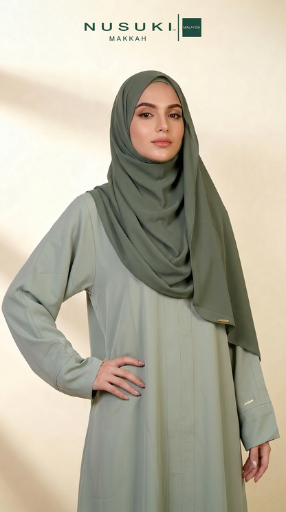 Urban Serenity Abaya Hijab Set | Sage Mist