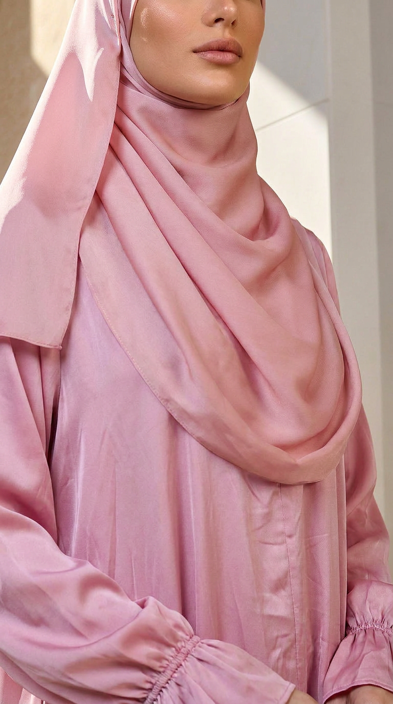 Desert Bloom Abaya Hijab Set | Baby Pink