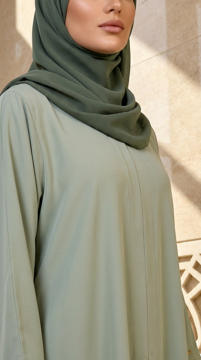 Urban Serenity Abaya Hijab Set | Sage Mist
