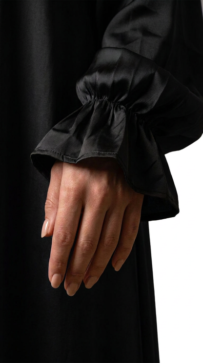 Desert Bloom Abaya Hijab Set | Pitch Noir