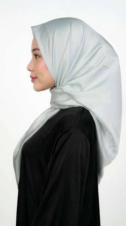 Mint Sage Satin Printed Shawl