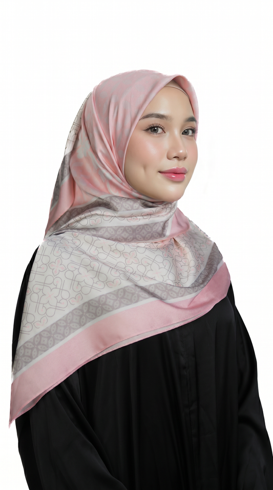 Blush Pink Geometric Satin Shawl