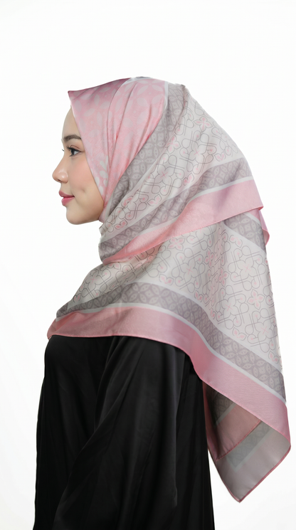 Blush Pink Geometric Satin Shawl