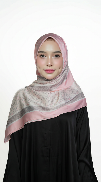 Blush Pink Geometric Satin Shawl