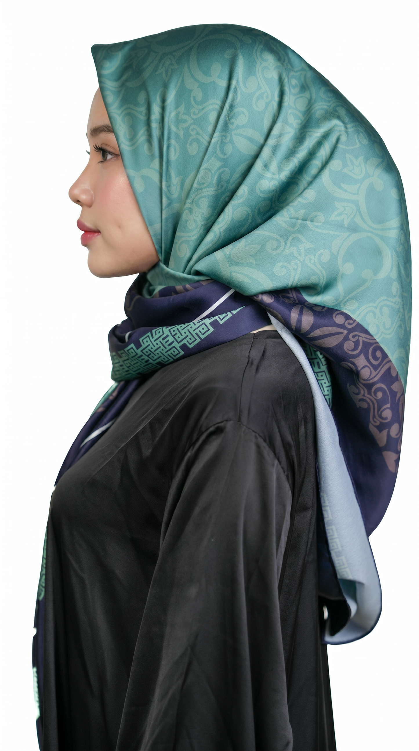 Teal & Navy Heritage Satin Shawl