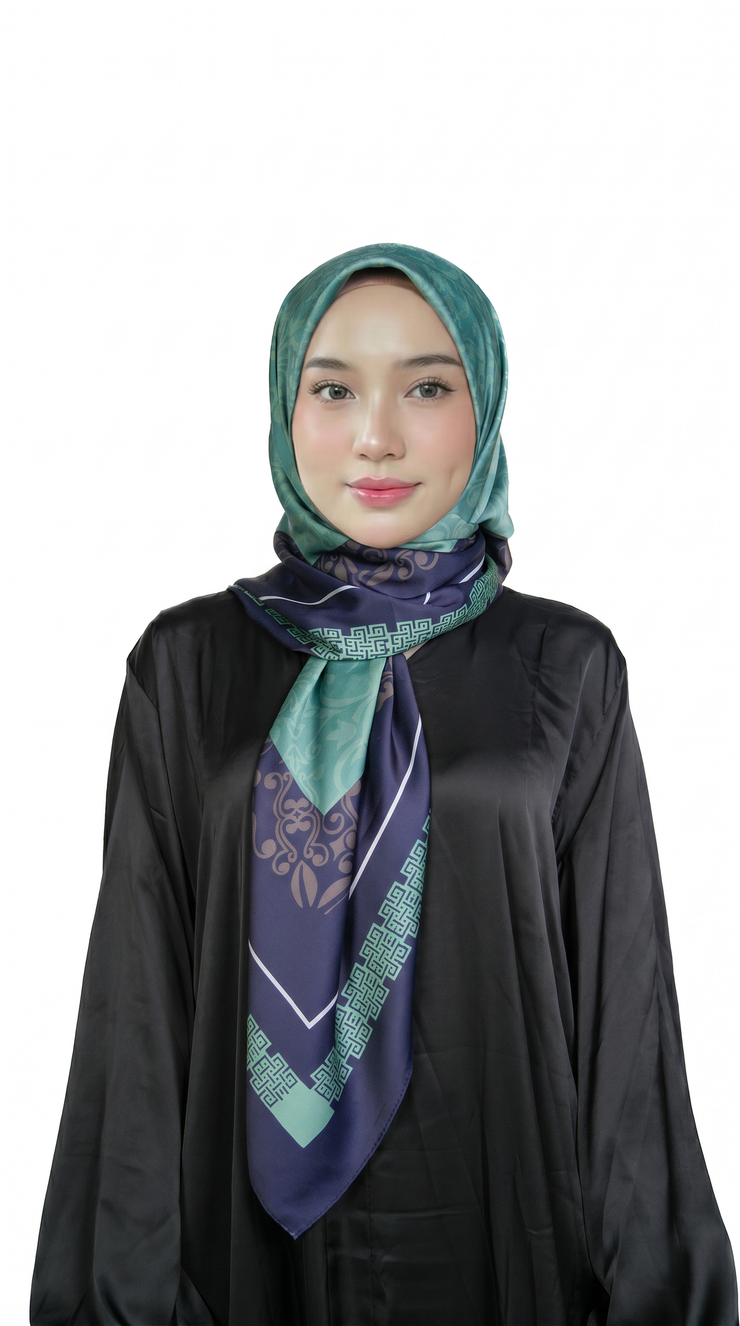 Teal & Navy Heritage Satin Shawl