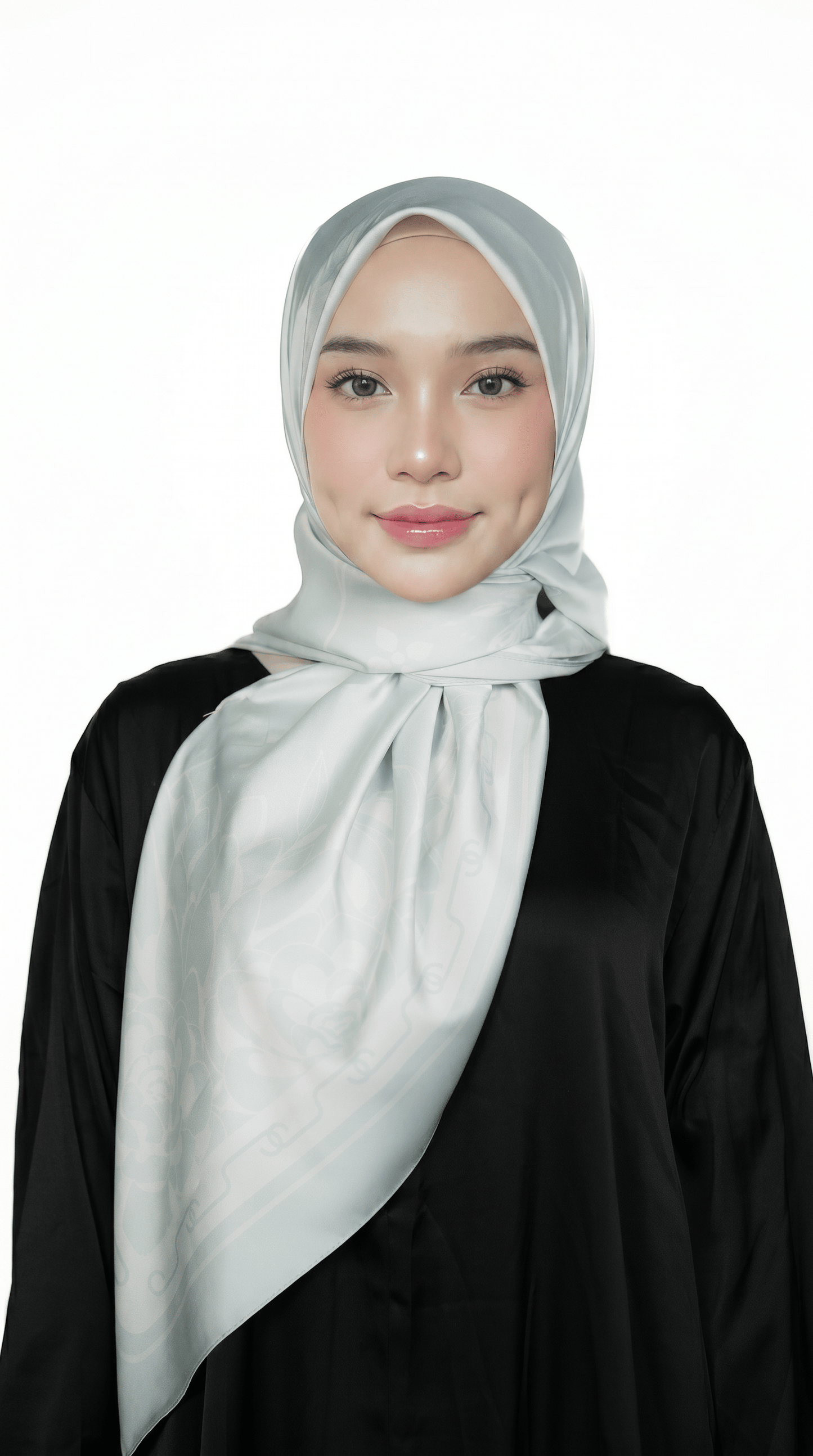 Mint Sage Satin Printed Shawl - | Nusuki MY