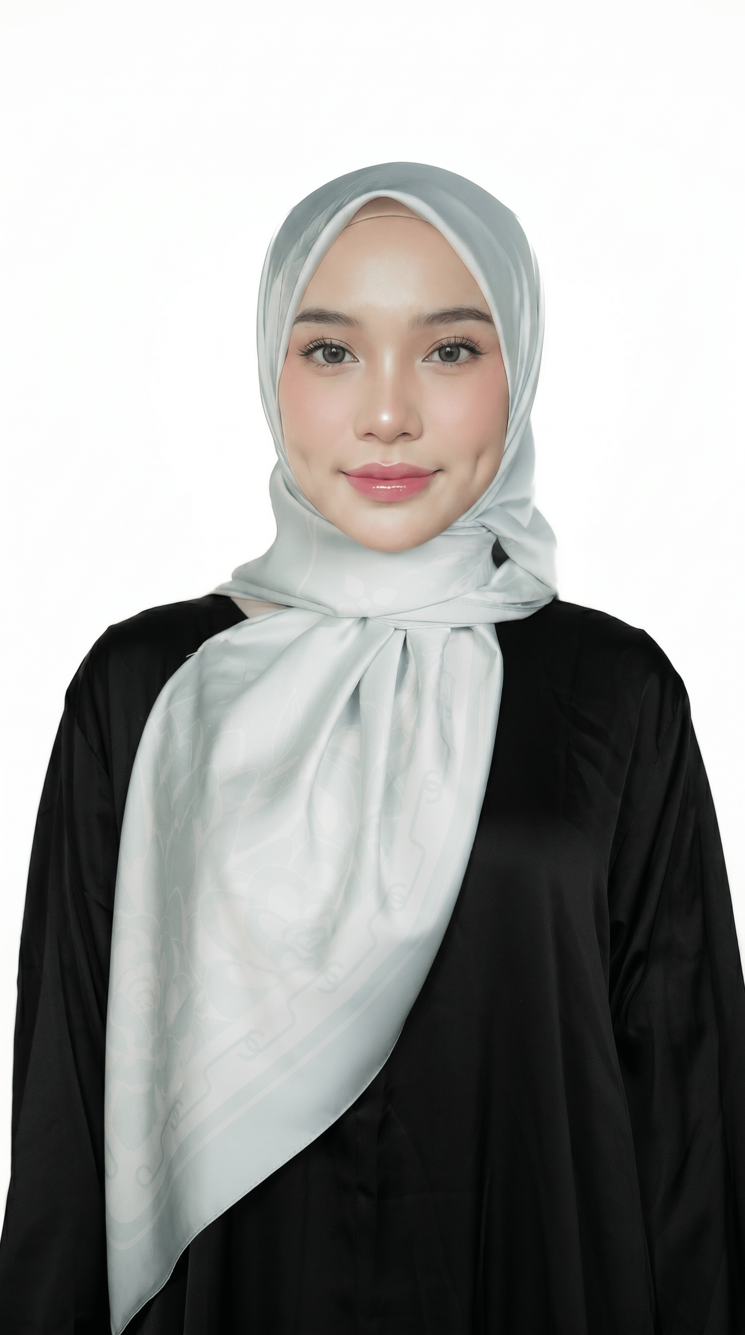 Mint Sage Satin Printed Shawl - | Nusuki MY