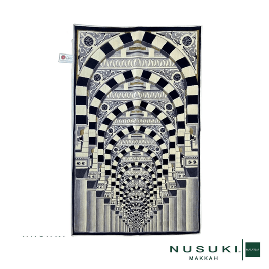 Multi Archs Prayer Mat with Hand Bag Made In Madinah - Prayer Mat | Nusuki MY
