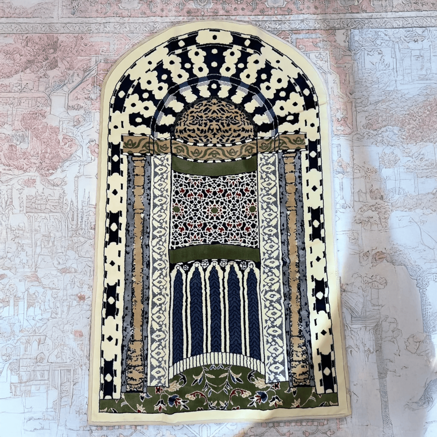 Prophet's Mihrab Padded Prayer Mat Arched with Handbag - Prayer Mat | Nusuki MY